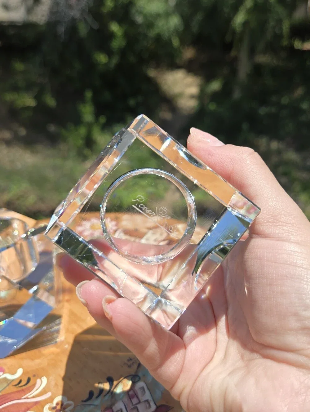 Rosenthal‎ Crystal Candle Holder Pair Regency Geometric Faceted Votive Tea Light